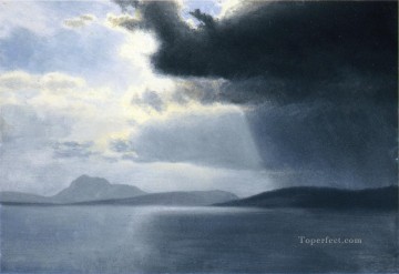  Bierstadt Lienzo - Se acerca una tormenta en el luminismo del río Hudson Albert Bierstadt